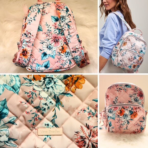 NWOT Vera Bradley XL Campus Backpack & Small Backpack — Peach Blossom Bouquet - Picture 5 of 8